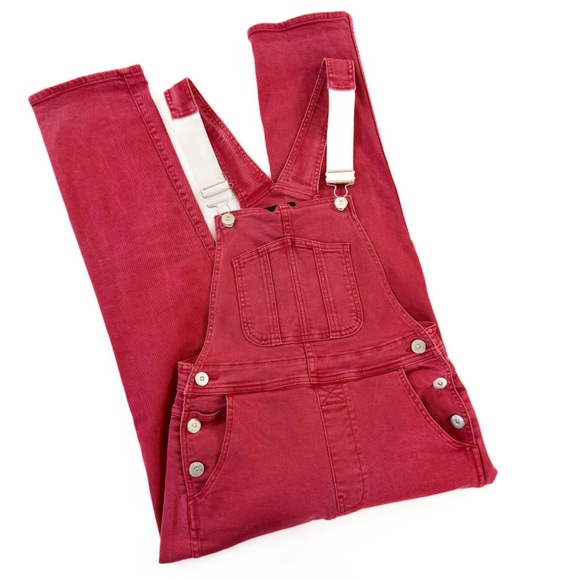 Anthropologie 3 x 1 NYC Washed Red Overall Jeans Womens XS - Picture 3 of 11